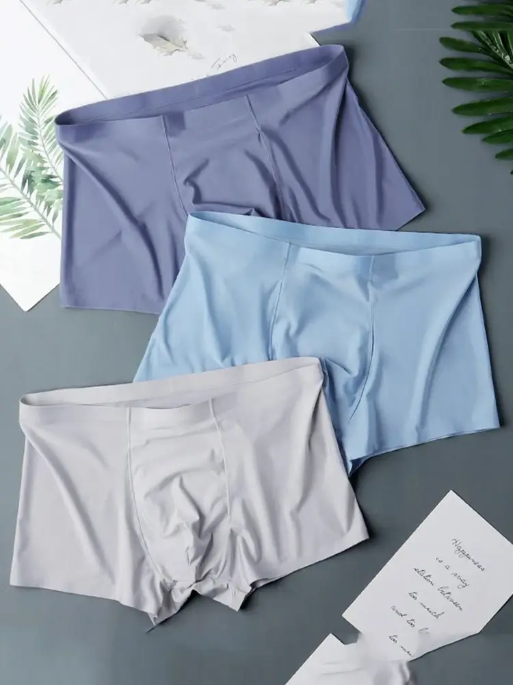 10 Chiếc Nam Ice Silk Gợi Cảm Liền Mạch Siêu Mỏng Quần Sịp Boxer Quần Short Quần Lót Quần Lót Nam Thoáng Khí Quần Lót