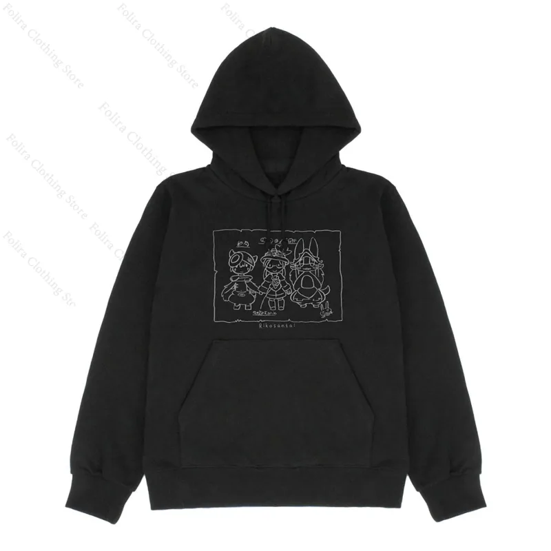 Anime Made in Abyss Series Print Hoodie cinza preto com capuz para homens e mulheres manga comprida tops moletom com capuz