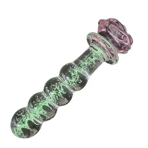 Gode ​​en verre lumineux Rose Plug Anal brille dans le noir godemichet Anal perles anales pénétration Couples anaux jouer jouet sexuel adulte Joinjjtoy