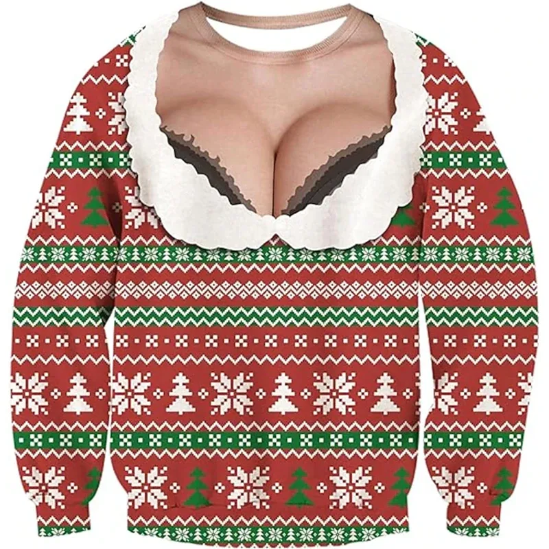 Pasko Pangit Sweater Nakakatuwang 3D Printing Muscle Pattern Sweatshirt Para sa Mga Lalaki Bagong Fashion Pullover Party Cosplay Costume Regalo Pasko