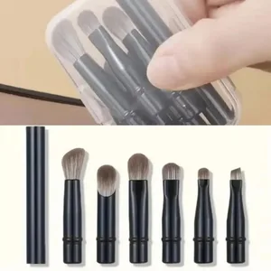 6 pièces Mini pinceaux de maquillage de voyage ensemble avec boîte Portable poudre cosmétique fond de teint Blush mélange correcteur maquillage pinceaux ensemble