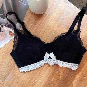 Conjunto feminino de lingerie modeladora sem fio estilo francês - sutiã e calcinha push-up de renda anti-flacidez. Confortável Ideal para uso diário.
