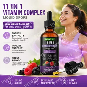 11 i 1 Vitamin B Complex Drops 23000mcg Vitamin B Oral Flydende Supplement til Energi Daglig Wellness Support 30 ML