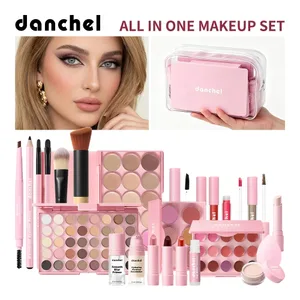 All in One Makeup Kit Lipstick Blush Contour Palette Primer Foundation Brush Lipgloss Eyebrow Full Makeup Kit Gift for Woman