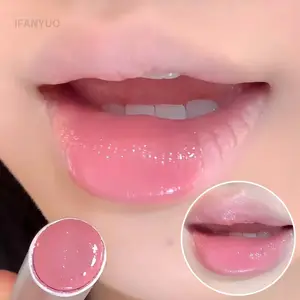 Vaaleanpunainen Crystal Mirror Glass Kiinteä Huulikiilto Pyöreä Tube Vesi Kevyt Huulipuna Kirkas Jelly Huulilasitus Nude Ruskea Kosteuttava Huulisävy