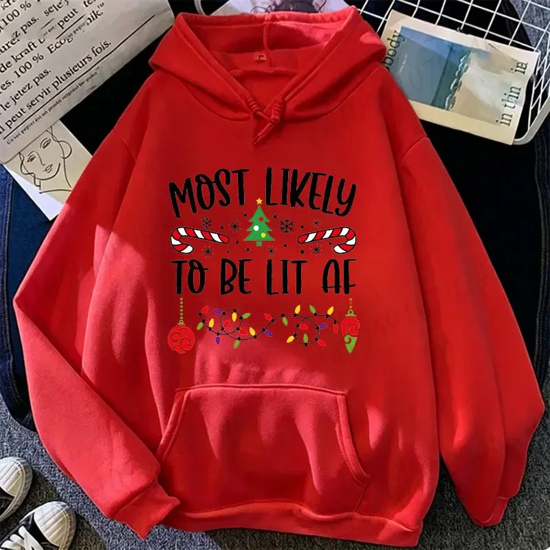 Pinakamalamang Sa Pasko Family Hoodies Nakakatawang Slogan Group Sweatshirts Xmas Gingerbread Man Print Hooded Hoody Holiday Party Top