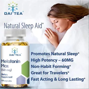 Capsules de mélatonine, complément alimentaire, soulage l'insomnie, aide à améliorer la qualité du sommeil, réduit le temps de réveil, aide à dormir profondément