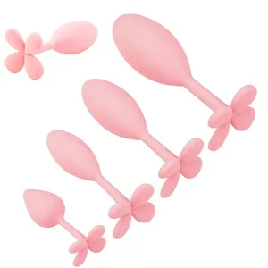 Conjunto de plugue anal de silicone, mini plugue anal pequeno, médio e grande, trevo de quatro folhas, treinador anal, brinquedo sexual para homens, mulheres, gays