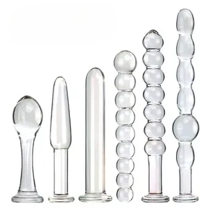 Plugue anal de vidro seis estilos puxando contas dupla utilização pequenos vibradores butt plugs masturbação dilatação posterior brinquedos sexuais adultos