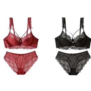 Ensemble de Lingerie élégant en dentelle de Style français, ajusté, ajustable, fronces, bustes plus grands, Look plus petit, soutien-gorge doux pour femmes, soutien-gorge confortable S-2XL