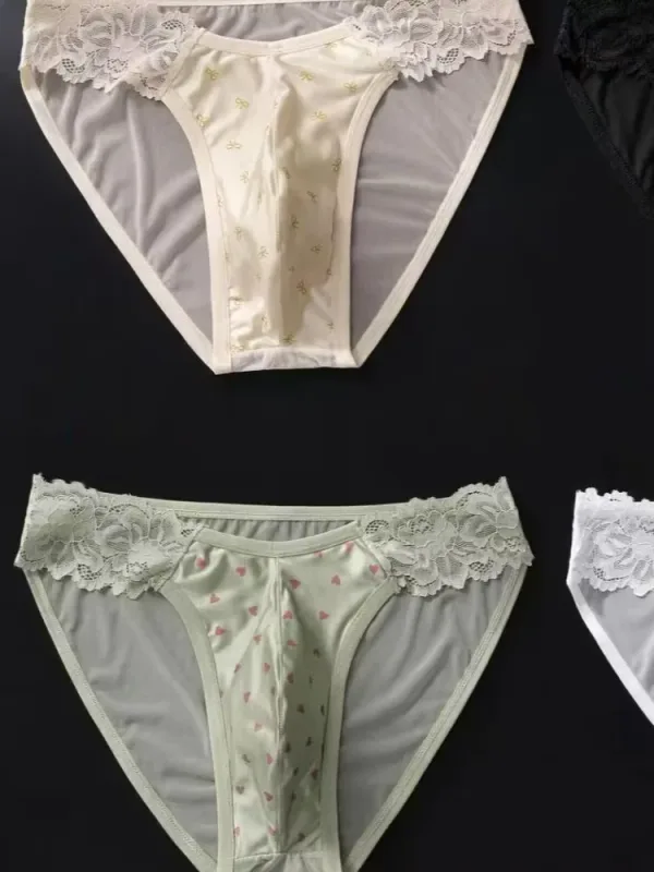 4PCSSexy Mens Seamless Panties Ice Ultra Thin Sports Fitness Bulge Pouch briefs na Panti ng Lalaki Mababang Baywang 3256812833245883