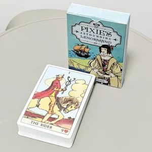 36 db kártya Pixie elképesztő 9*6 cm-es lenormandja, a Smith-Waite tarotpakli és az „Arany Hiúság” grafikájával készült