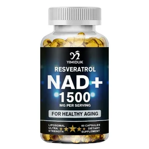 NAD 보충제 1500mg - 레스베라트롤 체력 및 건강한 노화를 함유한 리포솜 NAD+ 보충제 - 근력 캡슐