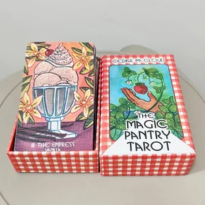 The Magic Pantry Tarot Deck Double-embossed Cardstock Food-Themed Watercolor Tarot Cards para sa mga Home Cook at Foodies na 12*7cm