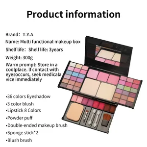 Makeup Gift Set for Women Full Kit All in One Make up Eyebrow Powder Lipstick Lip Gloss Brush Shimmer Glitter Eyeshadow Palette