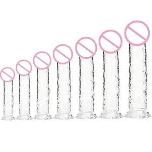 Gode ​​réaliste pour masturbateur sexuel adulte, point G, pour femme, TPE débutant, transparent, avec forte ventouse, jeu mains libres
