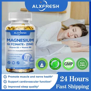Magnesium Glycinate 500mg Capsules High Absorption na may Zinc Vitamin D3 B6 Support Dietery Supplement Stress at Anxiety Relief