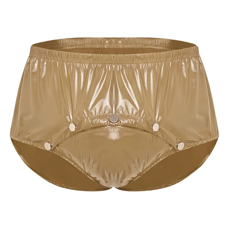 Cuecas masculinas com capa de fralda à prova d'água, com botões de pressão frontal, anti-vazamento, roupa íntima adaptável para idosos, necessidades especiais