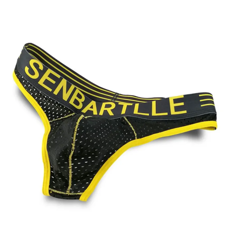 Roupa interior masculina sexy calcinha respirável carta impressa cintura baixa grande u bolsa cuecas masculinas malha alta elástica cuecas tanga