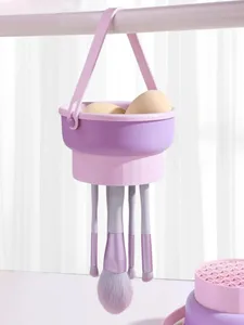 Makeup Brush Cleaner Bowl All-in-One Wash Dry & Storage Rack Gentle Non-Damage Cleaning Tool for Brushes Sponges & Blenders