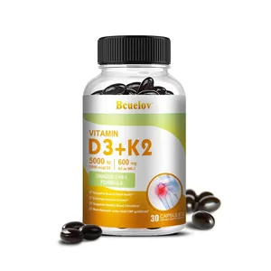 Bcuelov Vitamin D3+K2 5000 IE Vitamin D3 ikke-GMO formel let at sluge vitamin D og K kompleks kosttilskud