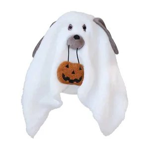 Divertente simpatico cuscino per cani fantasma, cotone bianco PP, decorazione per la camera da letto, regalo di Halloween, cuscino per la camera da letto
