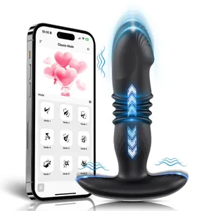 Teleskopik Bergetar Butt Plug Anal Aplikasi Vibrator Nirkabel Remote Mainan Seks untuk Wanita Pantat Anal Prostat Pijat Buttplug