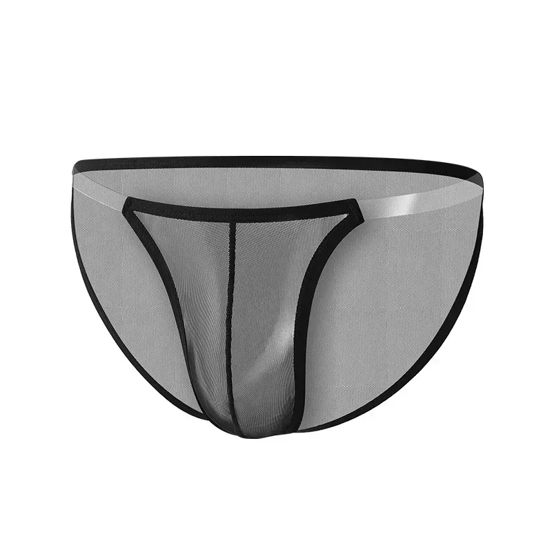 Sous-vêtements pour hommes, sous-vêtements Sexy en maille transparente, slip fin en soie glacée, respirant, taille basse, sous-vêtements Sexy pour hommes