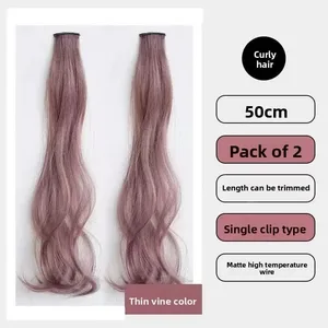 Synthetic 2 pieces set 50cm colored curly hair extensions water wave pink blue purple Halloween Christmas wig