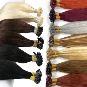 Prodlužování lidských vlasů s plochými špičkami Remy Hair 1 g/s 18-28 palců Skutečné Remy Hedvábně rovné černé Hnědé vlasy s fixovaným keratinem Fusion