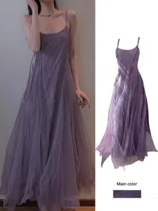 Robe trapèze en maille violette effet amincissant, longueur cheville, avec sangle, pour femmes de grande taille, dissimule le ventre, style coréen pour les déplacements...