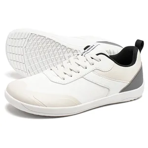 Wide Toe Shoes Mens Womens Minimalist Mesh Artificial Leather Sneakers Lace Up Lightweight Breathable Walking Shoes