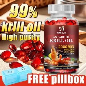 Huile de krill antarctique 2000 mg 120 capsules oméga-3 EPA DHA avec supplément d'astaxanthine provenant de krill rouge force maximale
