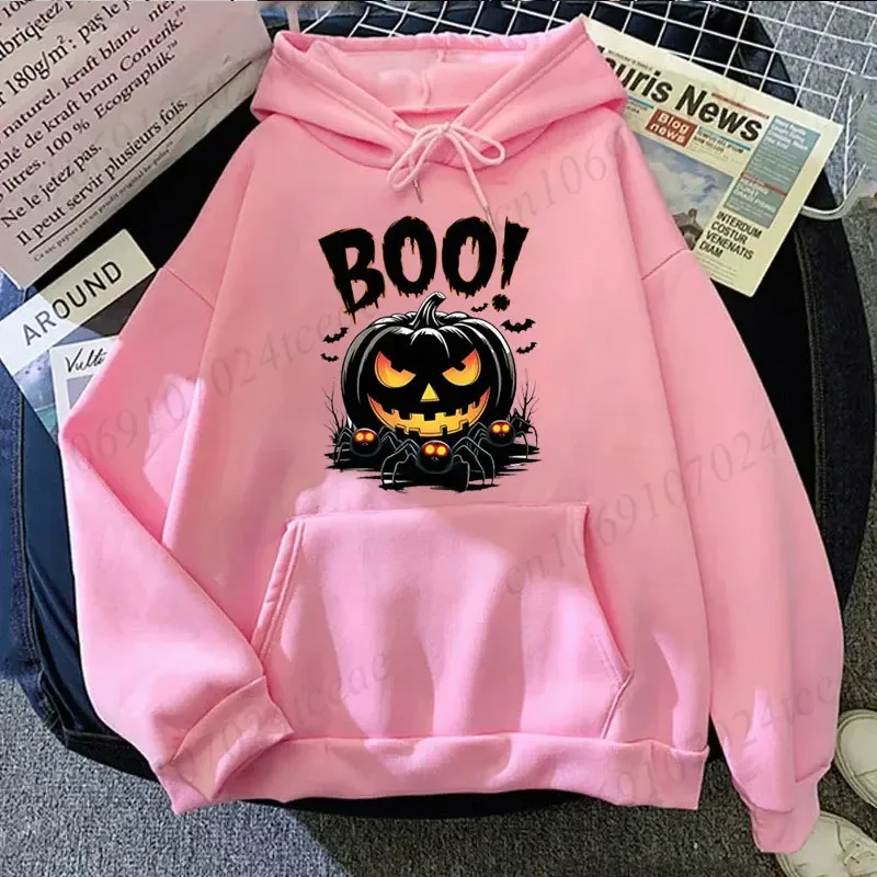 Sweat-shirt imprimé citrouille Halloween Spooky Boo pour hommes et femmes, sweat à capuche, graphique effrayant Spider Bat, vêtements de sport, fête de vacances, Streetwear