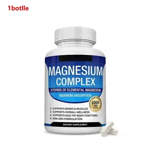 Magnesiumkomplexkapsel innehåller glycinatcitrat 1000mg och multipelt magnesium dagligt hälsokosttillskott 90 antal