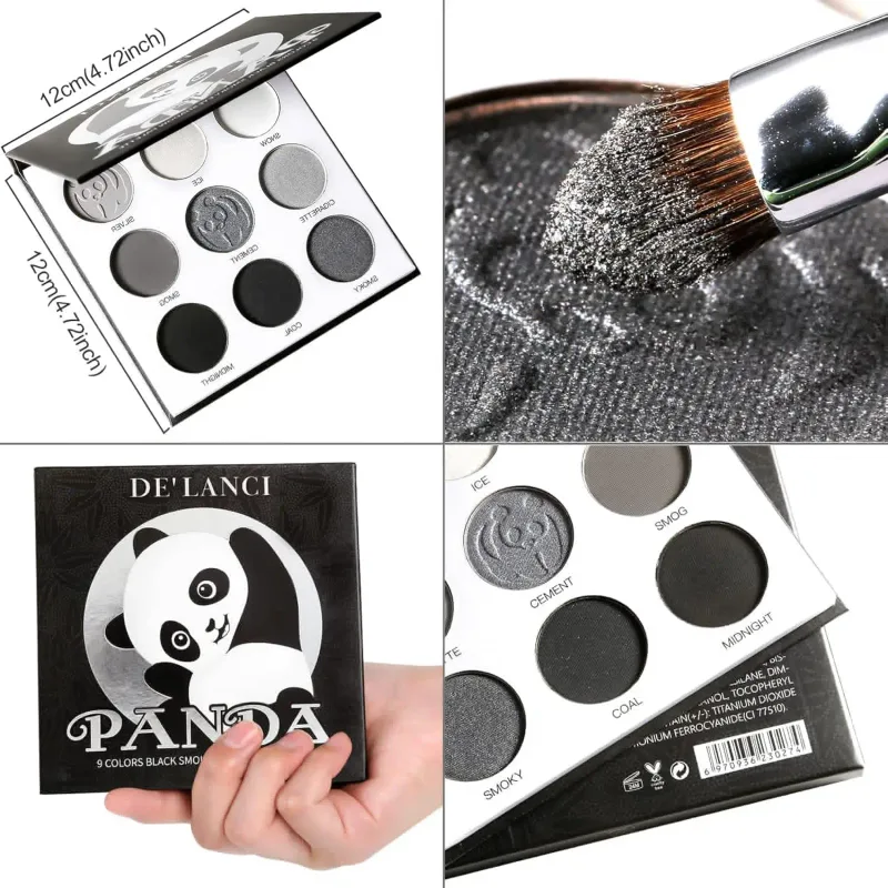 Paleta de sombras com 9 cores, pó fosco, brilhante, gótico, esfumaçado, punk, misturável, cores altas, flash fino, maquiagem duradoura para os olhos — image 5