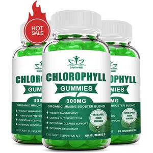 Chlorophyll-Gummis – mit ACV Vitamin D3 C E B12 – natürliches Deodorant, Energie, Stärkung des Immunsystems und Unterstützung der Verdauung, vegan, 60 Bonbons