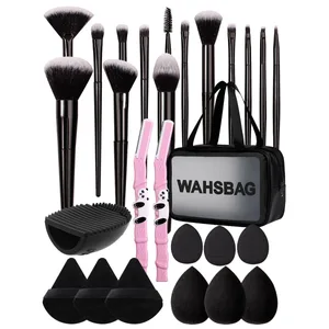 27/14/9/1PCS Professional Makeup Brush Set 14 Brushes Makeup Sponge Powder Puff Makeup Bag Eyebrow Razor Cleaning Tools