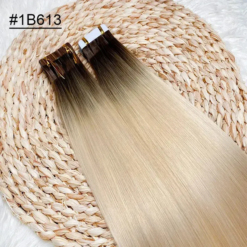 Tape-In Human Hair Extensions Different Colors Straight Hair 18-30 Inch Double Sided Adhesive Remy Hair
