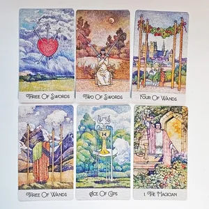 Naka-print sa 350GSM Double-embossed Cardstock 12*7cm Muling Natuklasan na Classic Tarot Deck 78 Pcs Tarot Card na Iginuhit gamit ang Mga Ball Pen