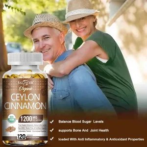Organiczny cynamon cejloński 1200 mg kapsułki wspiera zdrowy poziom cukru we krwi Trawienie Przeciwutleniacz cejloński cynamon wegański