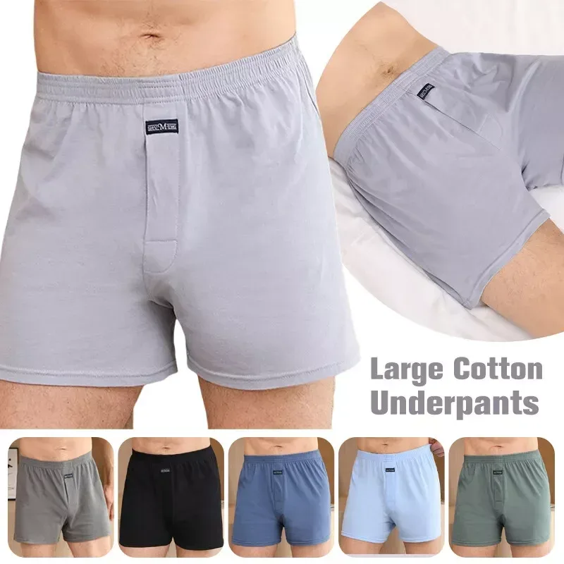 الرجال الملاكم بانتي مجموعة Underpant فضفاض كبير قصير قميص أبيض بحجم ضخم الملابس الداخلية للرجال سراويل بوكسر الصلبة الذكور الأوسط الملاكم