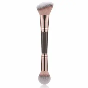 Double Ended Bronzer Brush Angled & Round Contour Brushes for Beauty Blending Liquid Powder Concealer Cream Cosmetics Blush