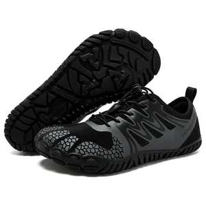 Wide Toe Barefoot Shoes for Unisex Artificial Leather Outdoor Walking Sneakers Zero Drop Minimalist Elastic Band Shoes