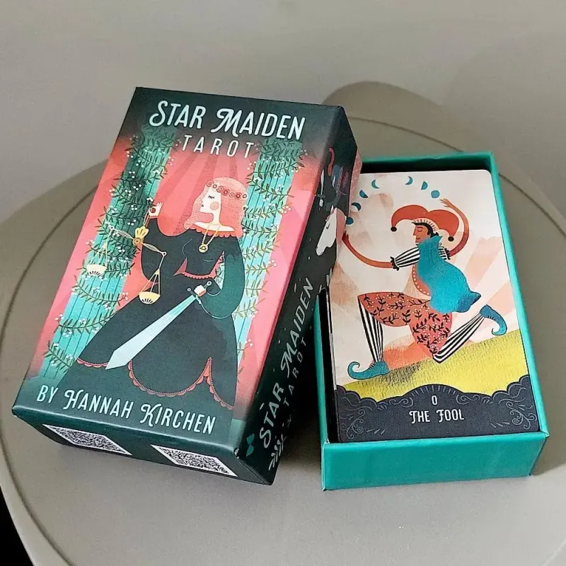 Star Maiden Tarot Deck 78-Card Deck Aesthetic Celestial Divineไพ่ทาโรต์ 2 ชิ้นกล่องแข็งคู่-นูน 12*7 ซม.