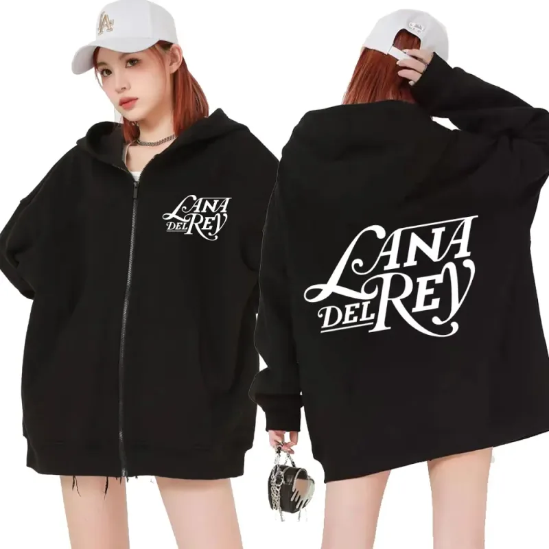 Lana Del Rey Logo graphique sweat à capuche avec fermeture éclair hommes femmes Vintage surdimensionné sweat zippé mode polaire vestes à capuche Streetwear