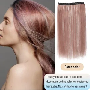 Synthetic 50cm 4-card color straight hair extensions clip on ponytails pink/blue/purple wigs Halloween/Christmas wigs