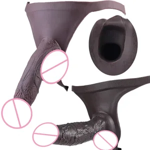 ซิลิโคนอวัยวะเพศชายขยายแขน насадка на член ของเล่นเพศสมจริงผิว-เช่น Hollow Dildo Thongs สำหรับชาย DELAY Ejaculation 18 +