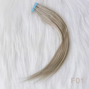 Lavender Purple Mini Tape In Human Hair Extensions 12-24 Inches Micro Tape Hair Seamless Adhesive Hair Pieces For Cosplay