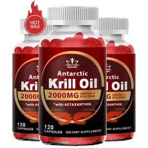 2000 mg d'huile de krill phospholipides oméga-3 EPA et DHA phospholipides et astaxanthine pour le régime de soutien immunitaire et cardiaque des articulations cérébrales